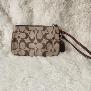 Coach Vintage Y2K Signature C Brown Leather Small Wristlet Wallet Bag F42391